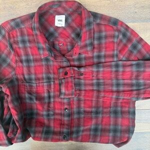 Vans Flannel Plaid Button-Up Shirt Red and Black Large
